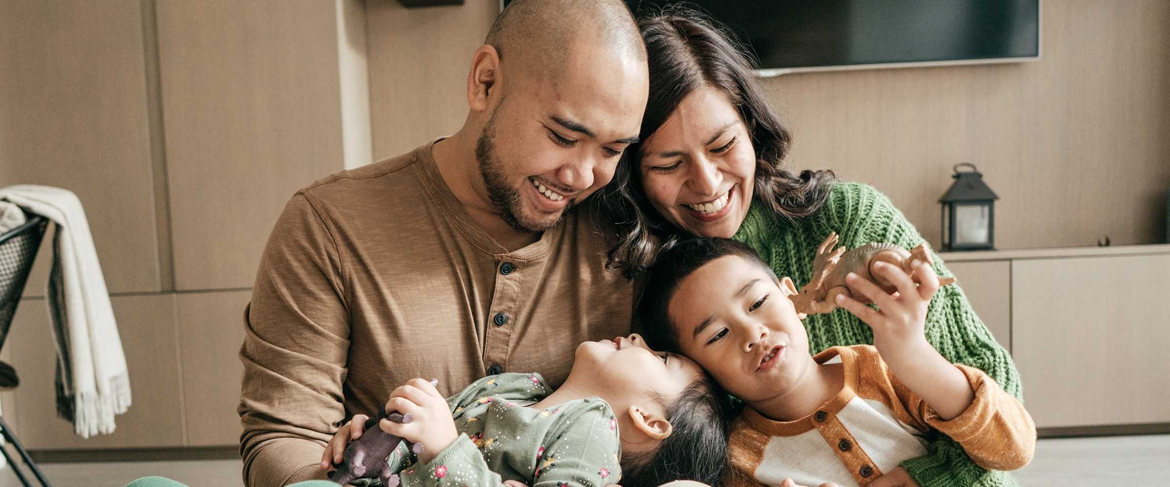 Family playing in the home