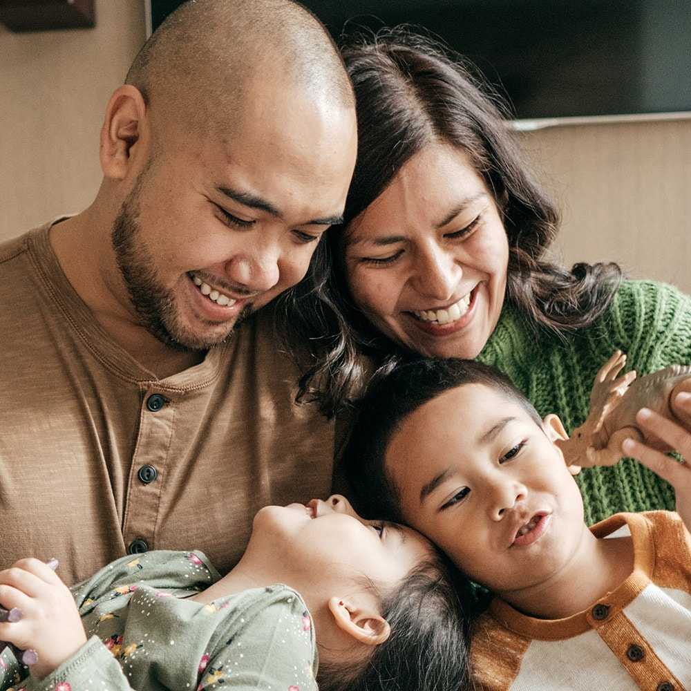 Family playing in the home